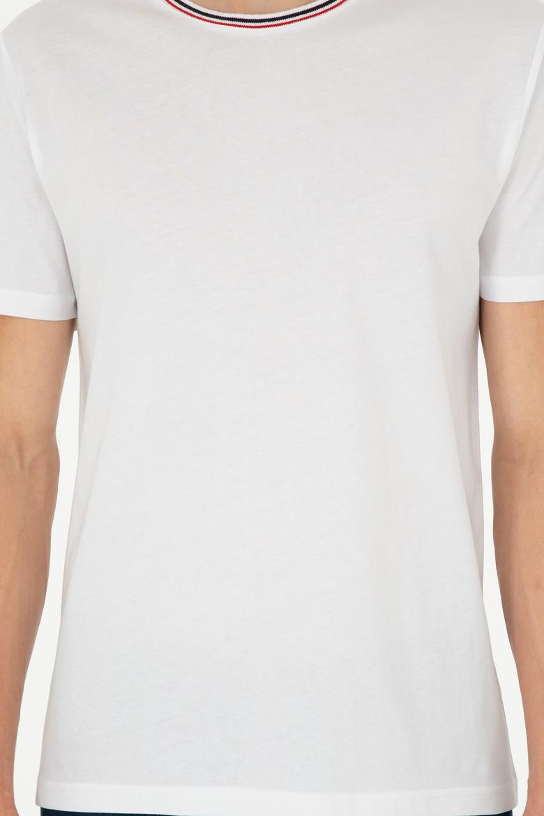 Erkek Regular Fit Bisiklet Yaka Beyaz Tişört - 50294289018