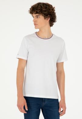 Erkek Regular Fit Bisiklet Yaka Beyaz Tişört - 50294289018