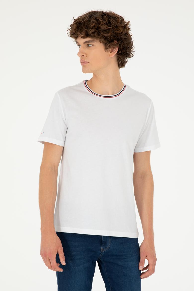 Erkek Regular Fit Bisiklet Yaka Beyaz Tişört