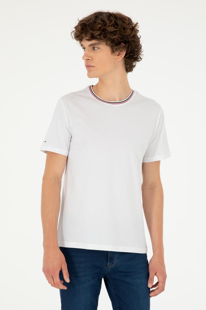 Erkek Regular Fit Bisiklet Yaka Beyaz Tişört