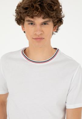 Erkek Regular Fit Bisiklet Yaka Beyaz Tişört - 50294289018