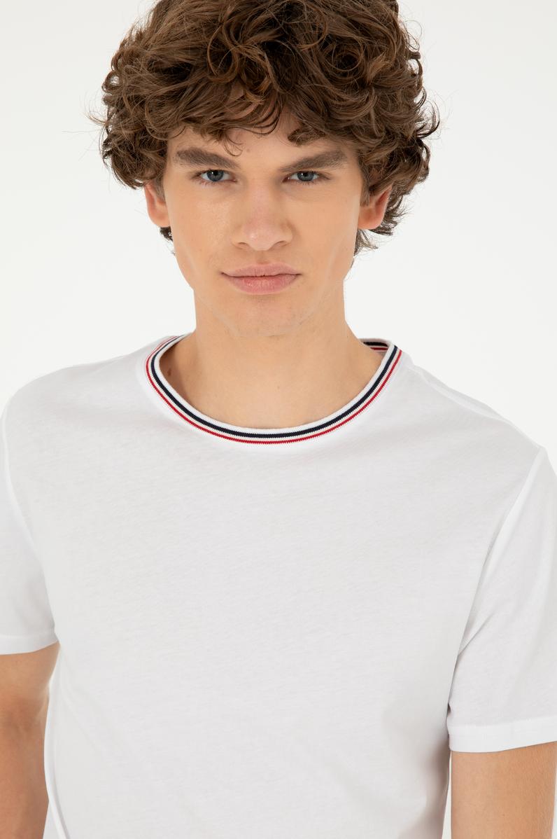 Erkek Regular Fit Bisiklet Yaka Beyaz Tişört