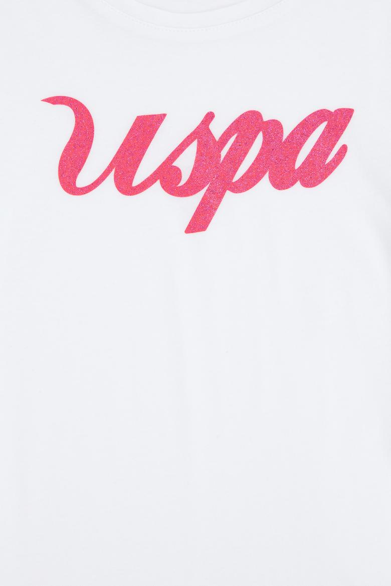 Kız Çocuk Beyaz Bisiklet Yaka Tişört - 50288692028