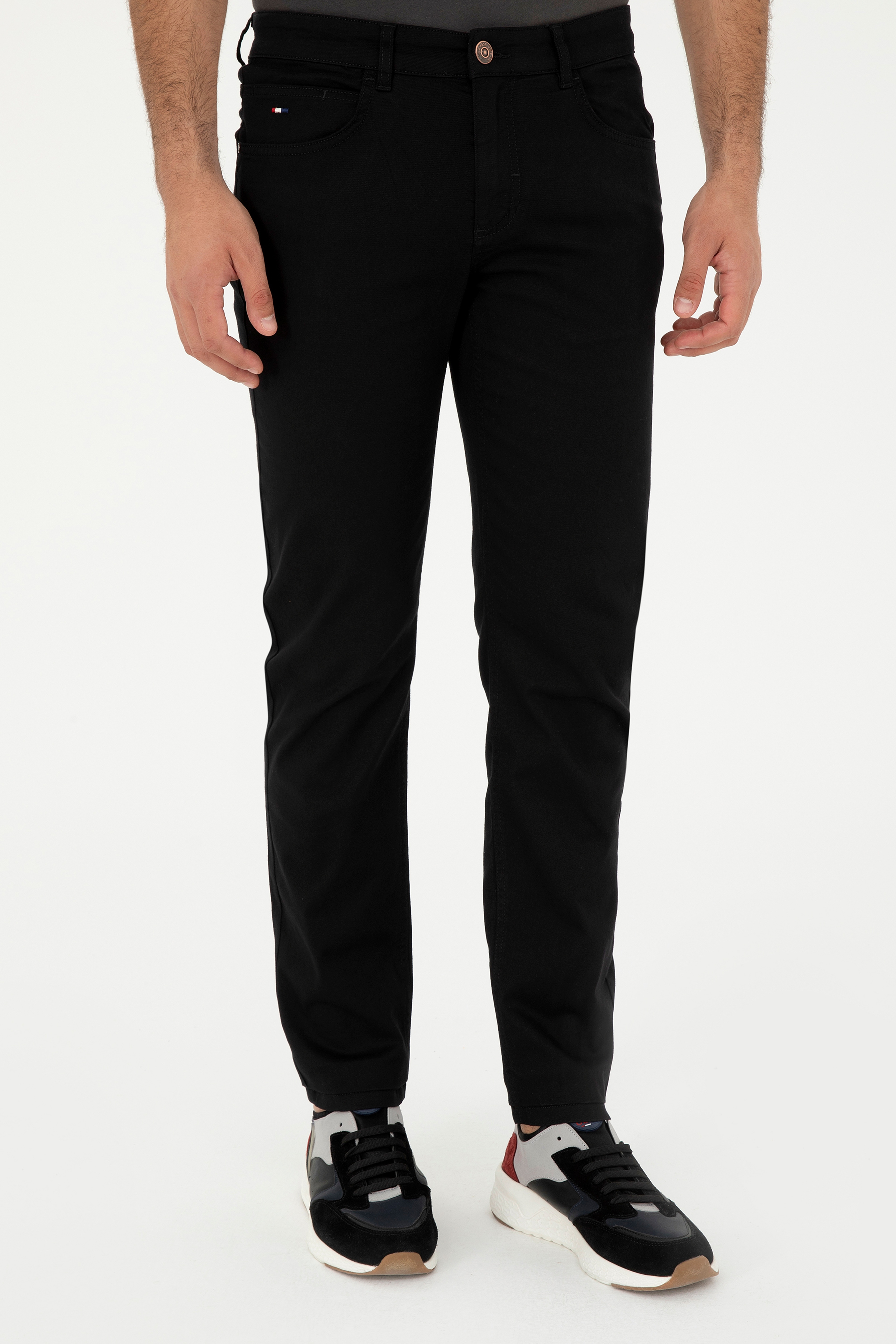 Erkek Slim Fit Siyah Kanvas Pantolon