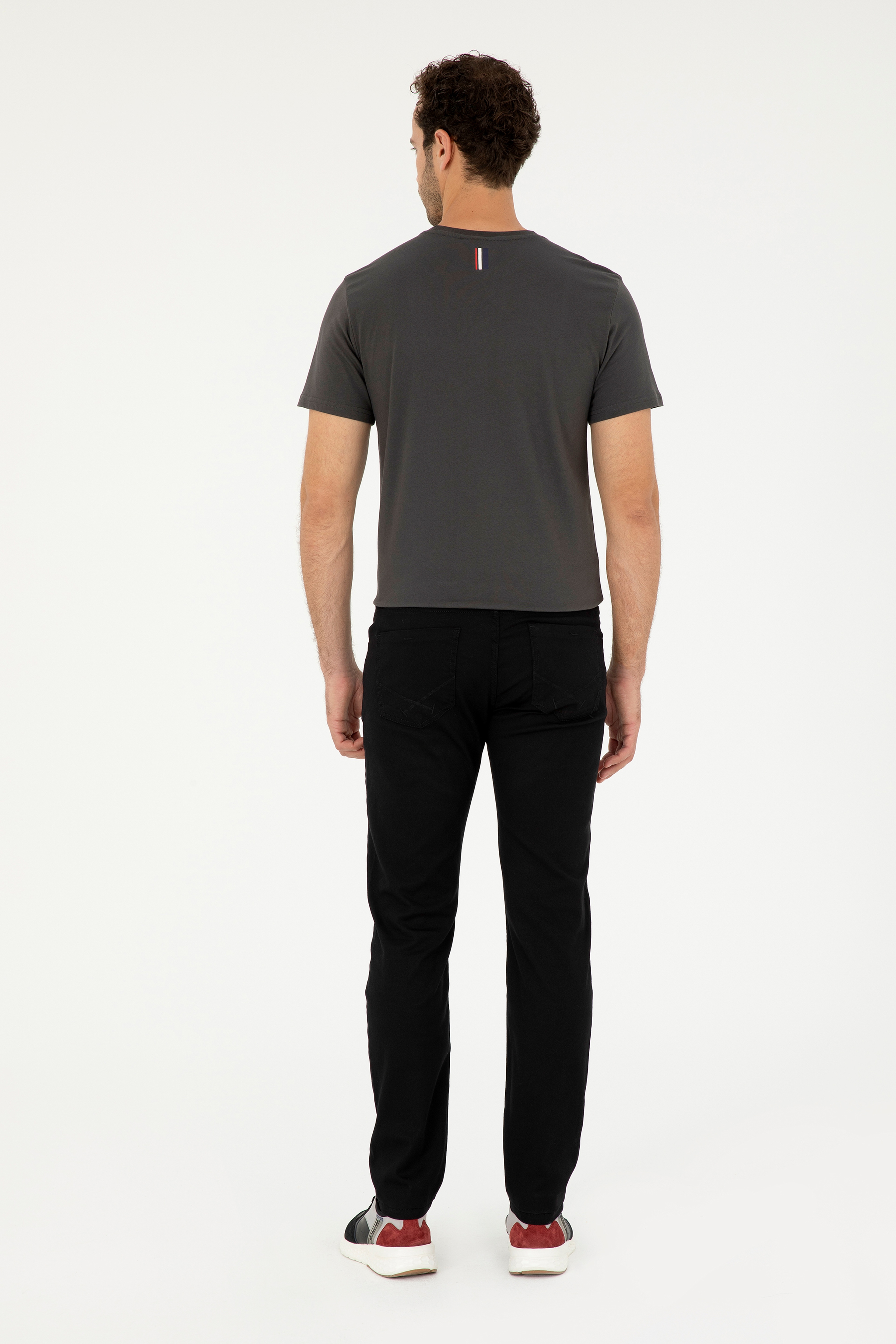 Erkek Slim Fit Siyah Kanvas Pantolon - Image 4