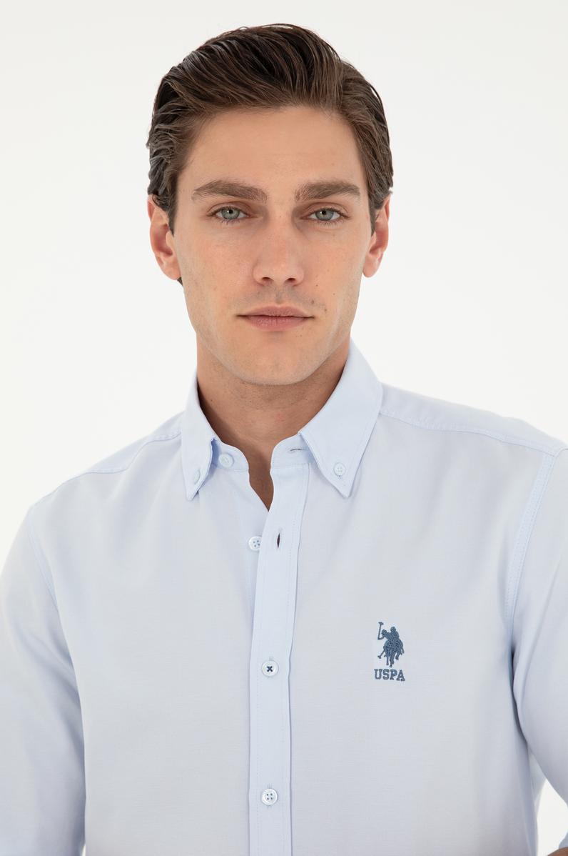 Erkek Açık Mavi Uzun Kollu Basic Gömlek