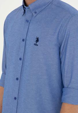 Erkek Saks Uzun Kollu Basic Gömlek - 50293427075