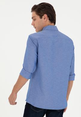 Erkek Saks Uzun Kollu Basic Gömlek - 50293427075