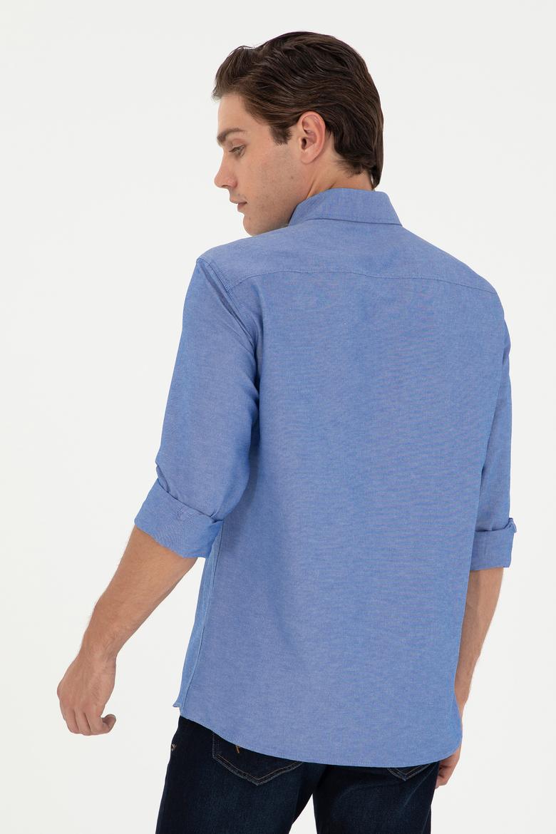 Erkek Saks Uzun Kollu Basic Gömlek - 50293427075
