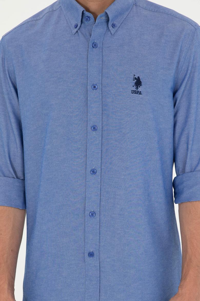 Erkek Saks Uzun Kollu Basic Gömlek - 50293427075