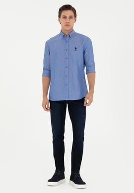 Erkek Saks Uzun Kollu Basic Gömlek - 50293427075