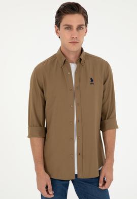Erkek Haki Uzun Kollu Basic Gömlek - 50295897027