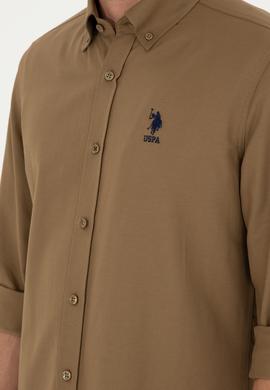 Erkek Haki Uzun Kollu Basic Gömlek - 50295897027