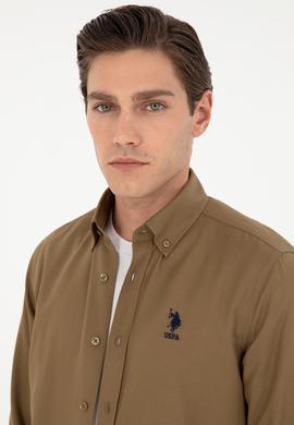 Erkek Haki Uzun Kollu Basic Gömlek - 50295897027