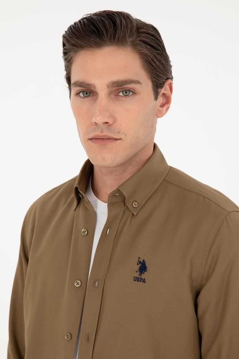 Erkek Haki Uzun Kollu Basic Gömlek - 50295897027