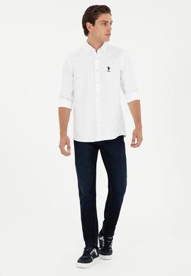 Erkek Beyaz Uzun Kollu Basic Gömlek - 50295897021