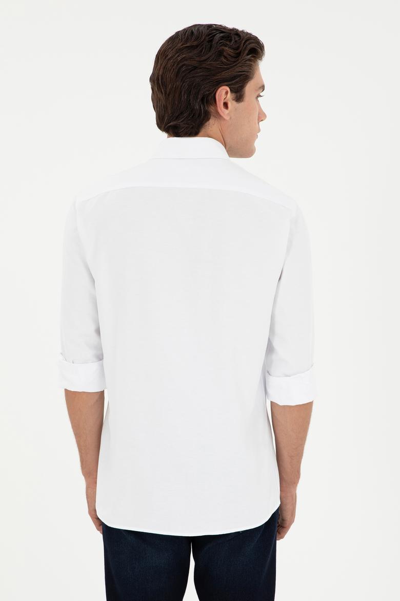 Erkek Beyaz Uzun Kollu Basic Gömlek - 50295897021