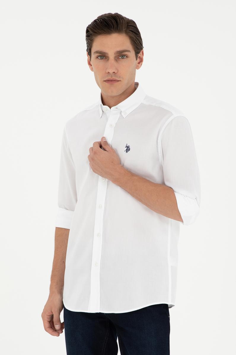 Erkek Beyaz Uzun Kollu Basic Gömlek