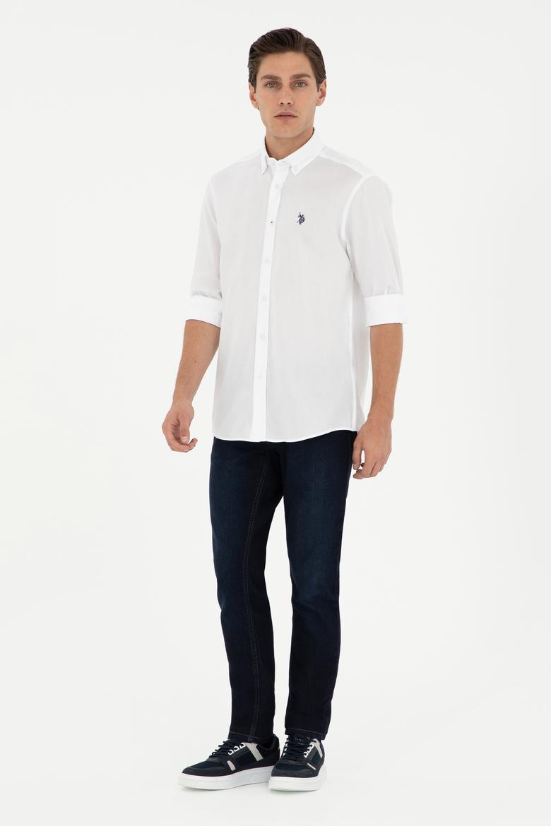 Erkek Beyaz Uzun Kollu Basic Gömlek - 50293949017