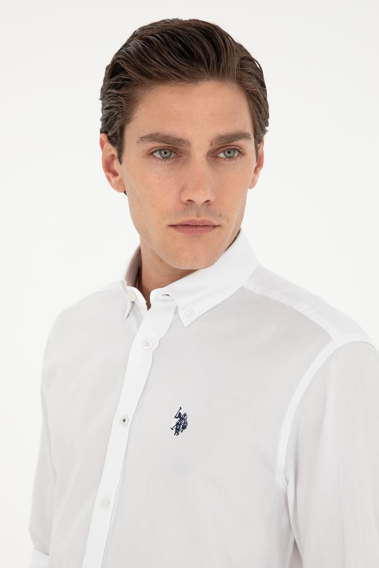 Erkek Beyaz Uzun Kollu Basic Gömlek - 50293949017