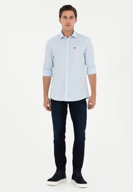 Erkek Açık Mavi Uzun Kollu Basic Gömlek - 50293948007