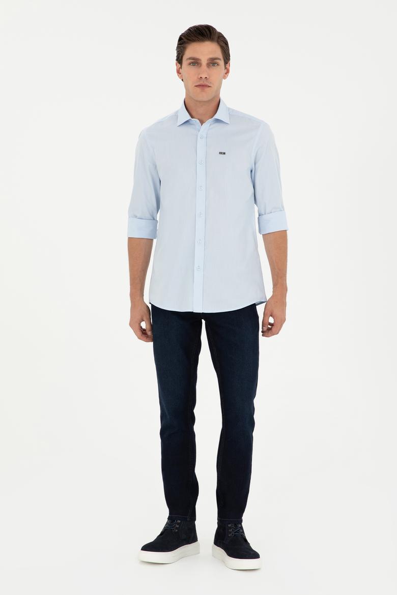 Erkek Açık Mavi Uzun Kollu Basic Gömlek - 50293948007