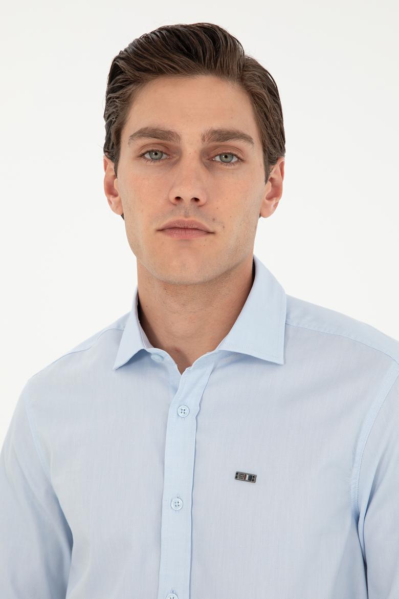 Erkek Açık Mavi Uzun Kollu Basic Gömlek - 50293948007