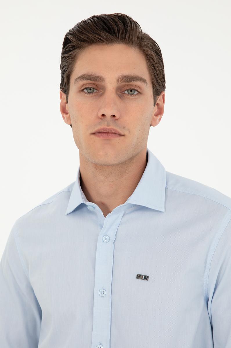 Erkek Açık Mavi Uzun Kollu Basic Gömlek