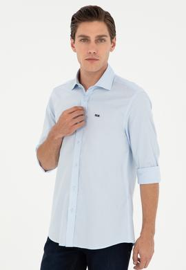 Erkek Açık Mavi Uzun Kollu Basic Gömlek - 50293948007