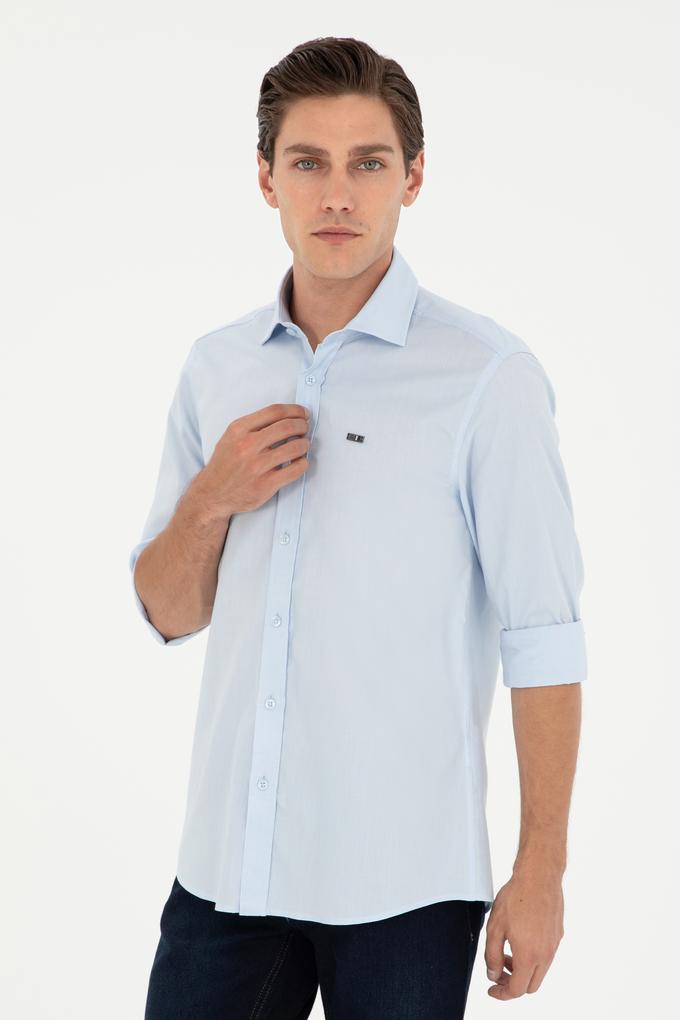 Erkek Açık Mavi Uzun Kollu Basic Gömlek