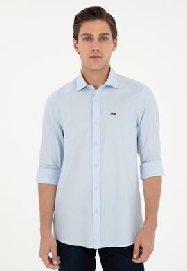 Erkek Açık Mavi Uzun Kollu Basic Gömlek - 50293948007