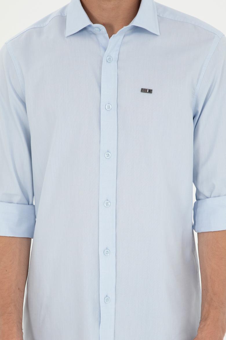 Erkek Açık Mavi Uzun Kollu Basic Gömlek - 50293948007