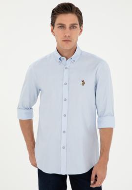 Erkek Açık Mavi Uzun Kollu Basic Gömlek - 50297320007