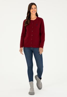 Kadın Bordo Basic Triko Hırka - 50293537015