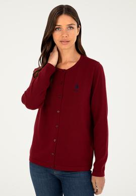 Kadın Bordo Basic Triko Hırka - 50293537015