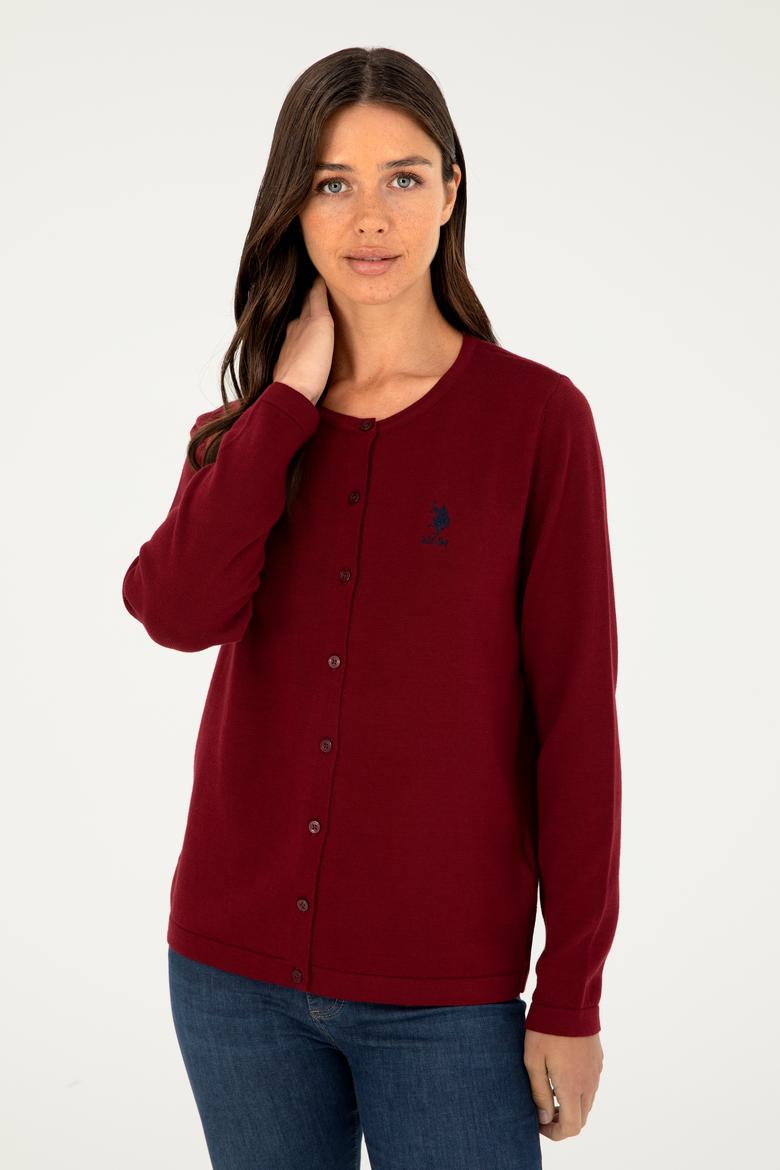 Kadın Bordo Basic Triko Hırka - 50293537015