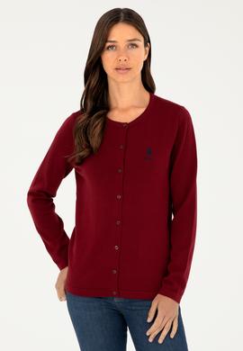 Kadın Bordo Basic Triko Hırka - 50293537015