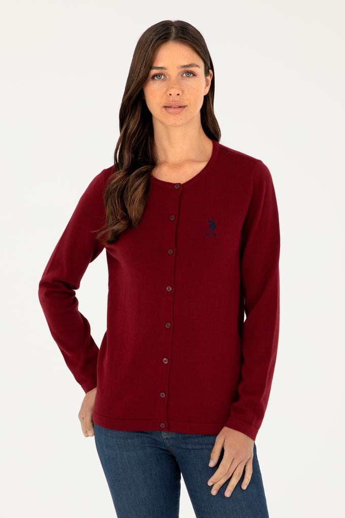 Kadın Bordo Basic Triko Hırka