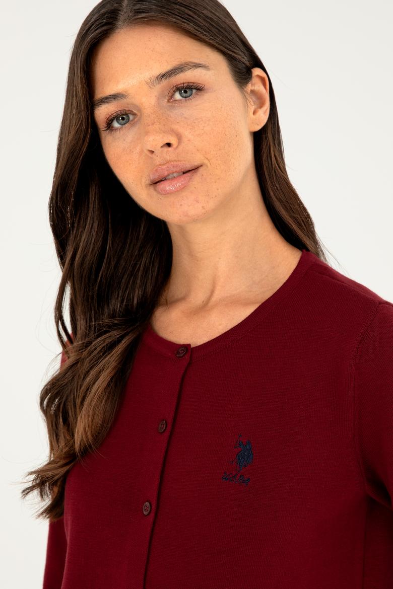 Kadın Bordo Basic Triko Hırka - 50293537015