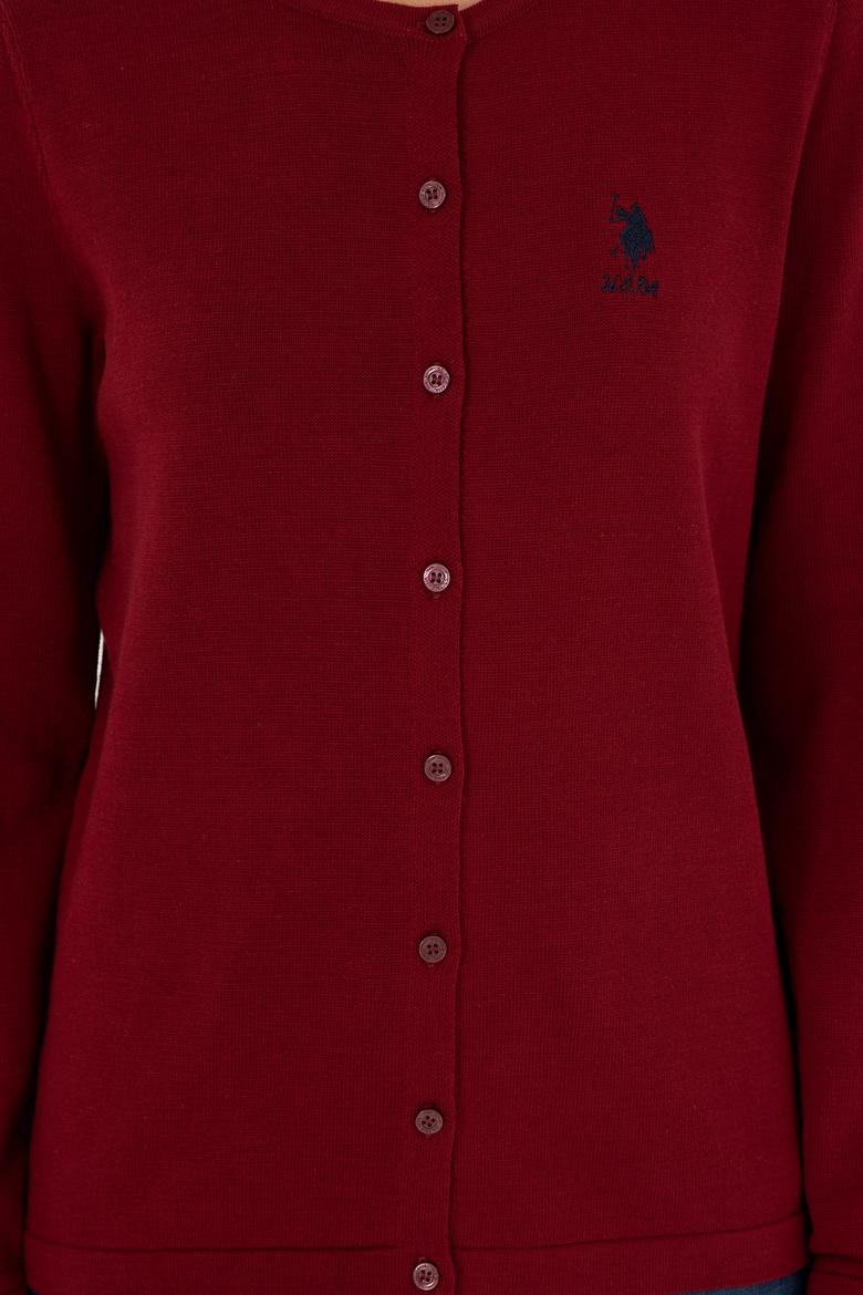 Kadın Bordo Basic Triko Hırka - 50293537015