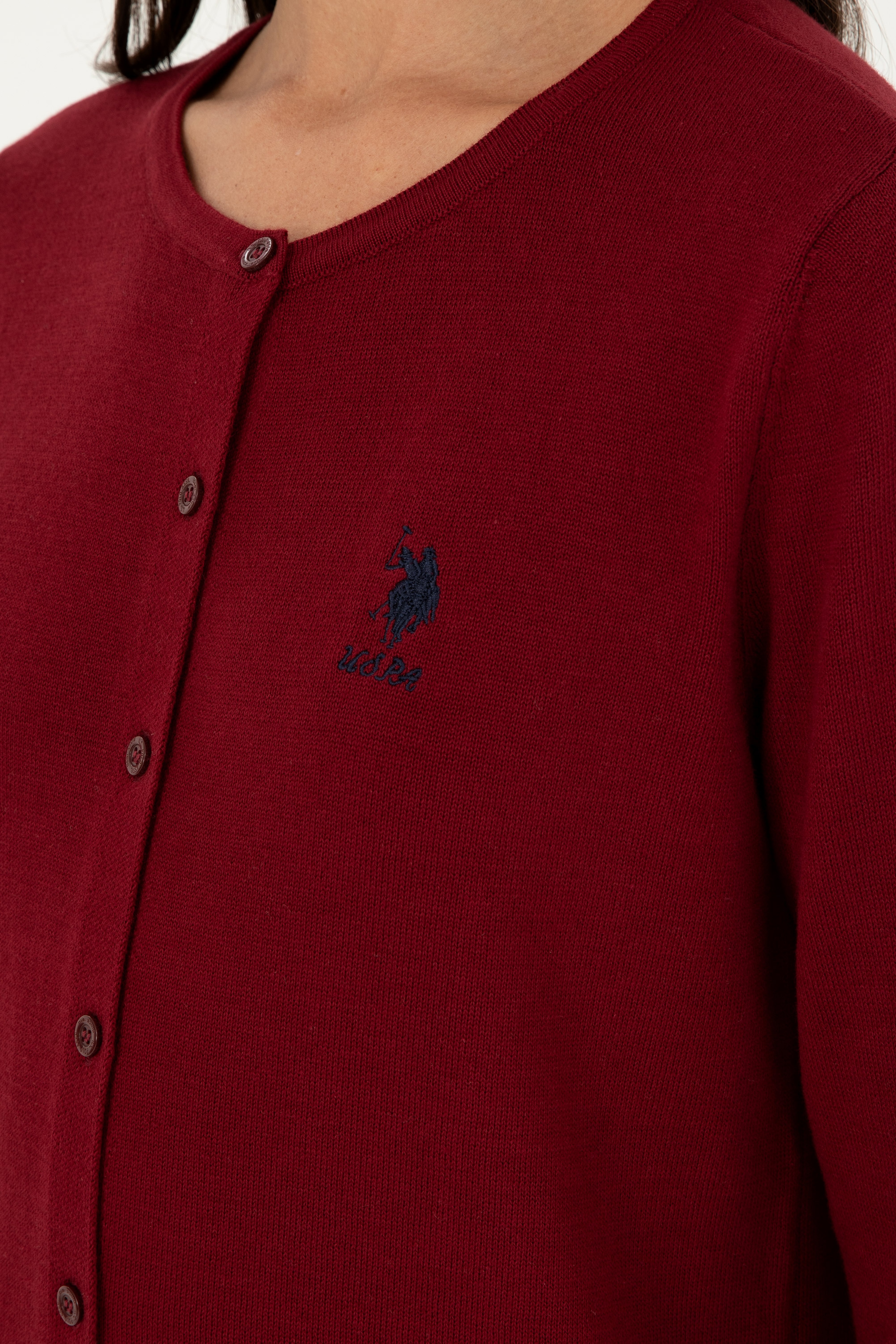 Kadın Bordo Basic Triko Hırka - Image 7