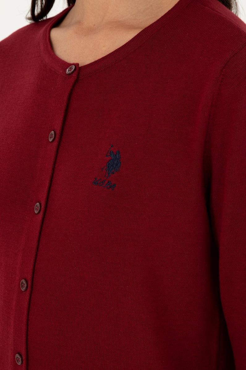 Kadın Bordo Basic Triko Hırka