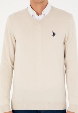 Erkek Slim Fit V Yaka Taş Basic Kazak - 50293512123