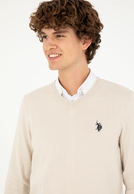 Erkek Slim Fit V Yaka Taş Basic Kazak - 50293512123