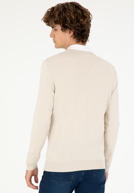 Erkek Slim Fit V Yaka Taş Basic Kazak - 50293512123