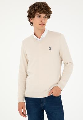 Erkek Slim Fit V Yaka Taş Basic Kazak - 50293512123