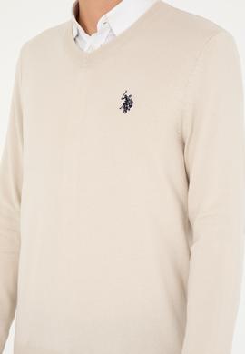 Erkek Slim Fit V Yaka Taş Basic Kazak - 50293512123