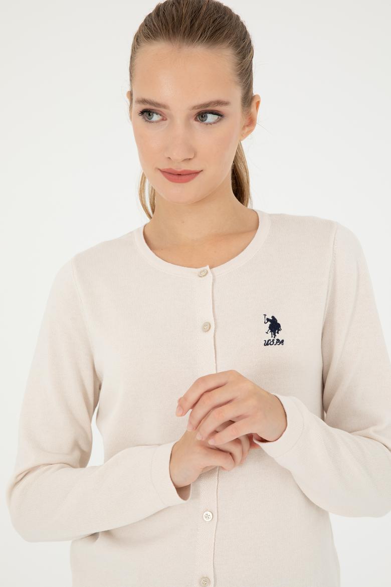 Kadın Krem Basic Triko Hırka - 50293537026