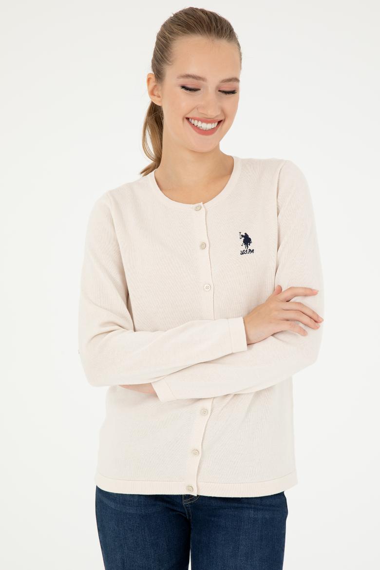 Kadın Krem Basic Triko Hırka - 50293537026