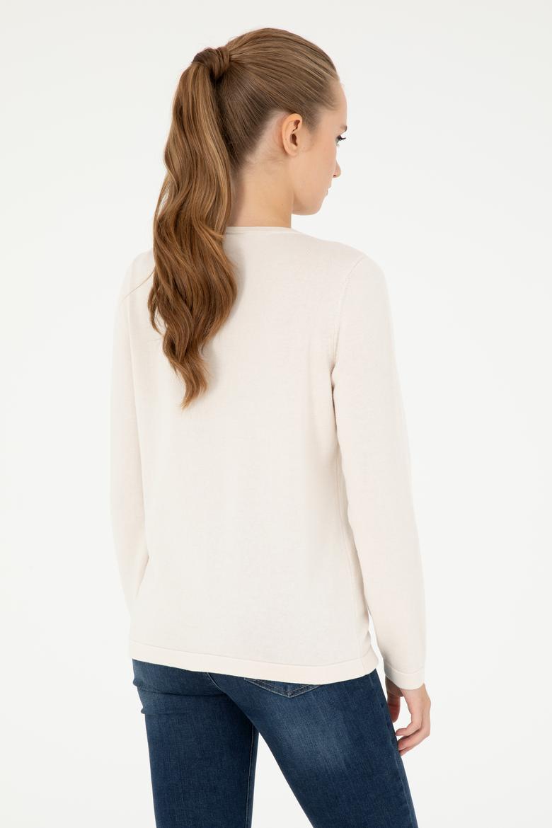 Kadın Krem Basic Triko Hırka - 50293537026